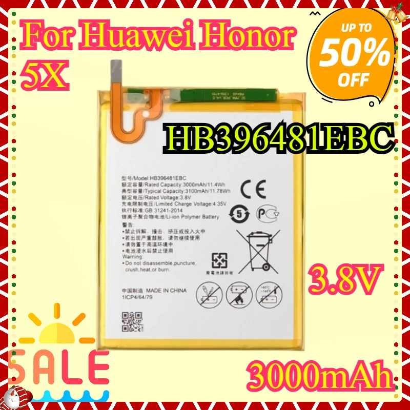 New Battery HB396481EBC 3.82V 3000mAh For Huawei Honor 5X KIW-L21 L23 L24 GR5 KII-L21 KII-L22 KII-L23 KII-L03 KII-L05
New Battery HB396481EBC 3.82V 3000mAh For Huawei Honor 5X KIW-L21 L23 L24 GR5 KII-L21 KII-L22 KII-L23 KII-L03 KII-L05