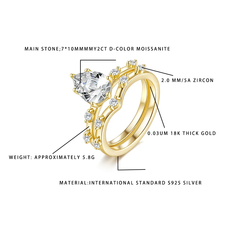 Кольцо с муассанитом в форме капли воды для женщин, 2CT D-цвет, 7*10 мм, основной камень, 5А, циркон, 18-каратное позолоченное серебро S925, обручальное кольцо
Кольцо с муассанитом в форме капли воды для женщин, 2CT D-цвет, 7*10 мм, основной камень, 5А, циркон, 18-каратное позолоченное серебро S925, обручальное кольцо