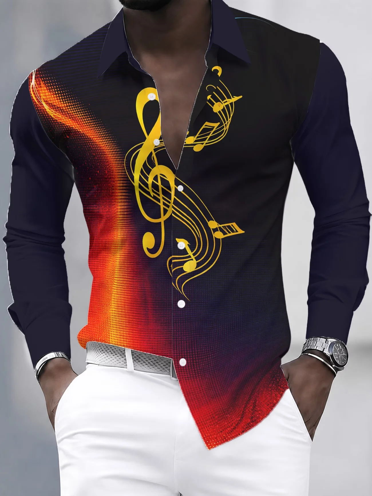 New Colorful Diagonal Gradient Rainbow Fluid Dyeing Printed Men's Flip Collar Business Casual Long Sleeve Shirt
New Colorful Diagonal Gradient Rainbow Fluid Dyeing Printed Men's Flip Collar Business Casual Long Sleeve Shirt
