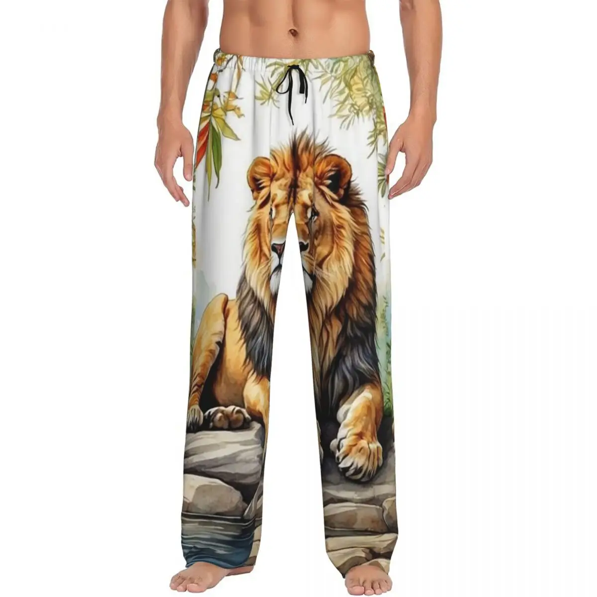 Изготовленные на заказ пижамные штаны «Лев в лесу», мужская одежда для сна, штаны для сна с карманами
Изготовленные на заказ пижамные штаны «Лев в лесу», мужская одежда для сна, штаны для сна с карманами