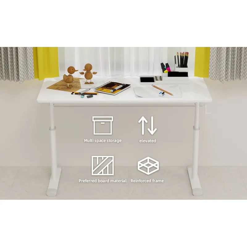 Adjustable study desk suitable for children and adults, height-adjustable, multifunctional home office desk, compact design, desktop dimensions: 60cm × 120cm, white frame, white tabletop.
Adjustable study desk suitable for children and adults, height-adjustable, multifunctional home office desk, compact design, desktop dimensions: 60cm × 120cm, white frame, white tabletop.