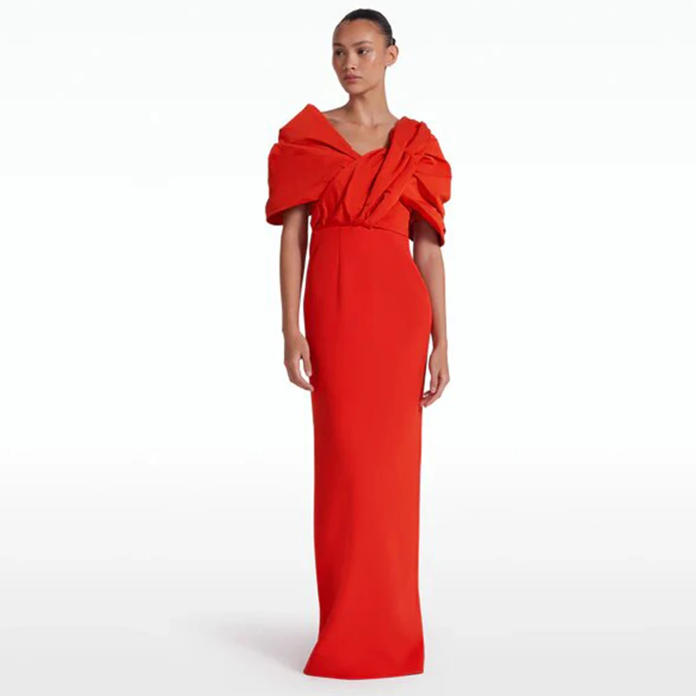 Red Jersey Formal Party Dresses Pleat Bespoke Occasion Gown Straight V-neck Long Dresses Women's Evening Gowns
Red Jersey Formal Party Dresses Pleat Bespoke Occasion Gown Straight V-neck Long Dresses Women's Evening Gowns