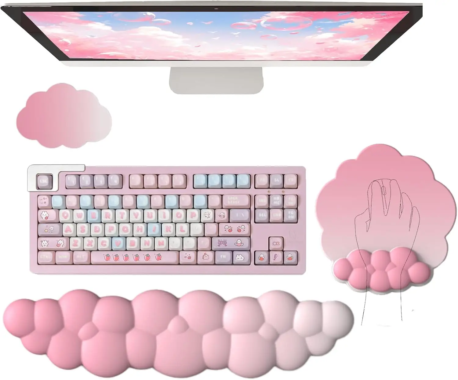 Pink Ergonomic Keyboard & Mouse Pad Set with Memory Foam Wrist Rest for Gaming Office Pain Relief
Pink Ergonomic Keyboard & Mouse Pad Set with Memory Foam Wrist Rest for Gaming Office Pain Relief