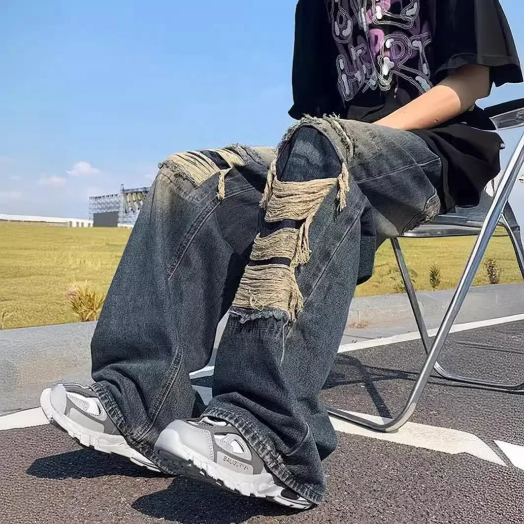 Men's Dark Vintage Wash Baggy Wide Leg Jeans Multi-layer Frayed Ripped Detail Hip Hop Street Style Casual Daily Street Outing Loose Denim Trousers
Men's Dark Vintage Wash Baggy Wide Leg Jeans Multi-layer Frayed Ripped Detail Hip Hop Street Style Casual Daily Street Outing Loose Denim Trousers