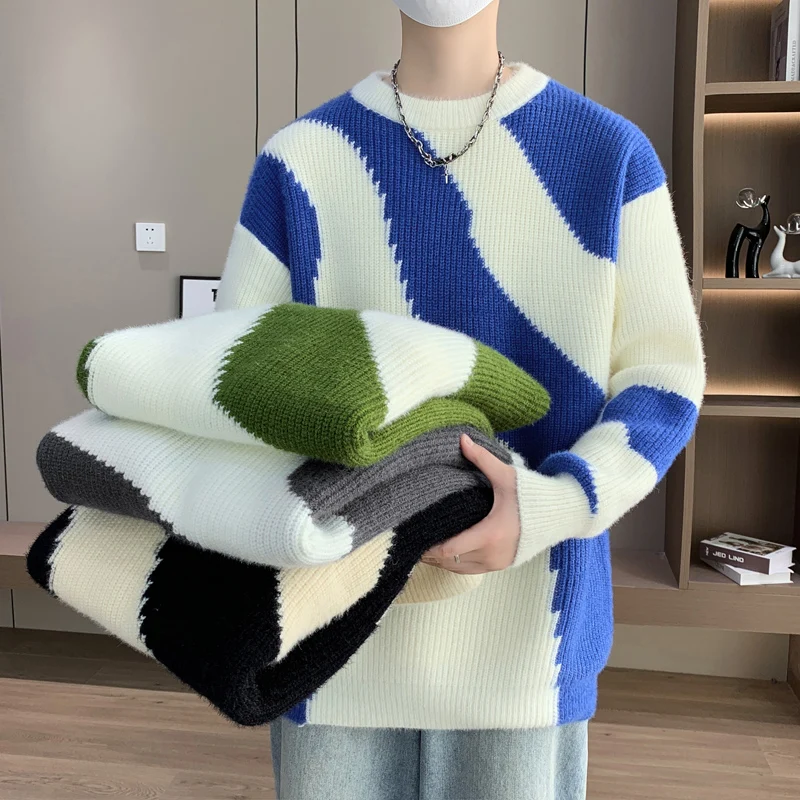 New Men Wool Soft Sweater O-neck Irregular Splicing Pullover Autumn Winter Casual Thick Knitted Sweaters
New Men Wool Soft Sweater O-neck Irregular Splicing Pullover Autumn Winter Casual Thick Knitted Sweaters