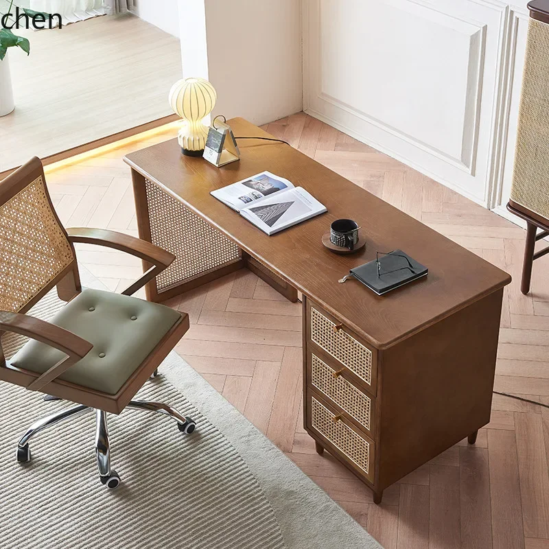 W5.19 Solid Wood Desk Living Room Bedroom Student Study Desk Multi-Functional Rattan Woven Office Desk
W5.19 Solid Wood Desk Living Room Bedroom Student Study Desk Multi-Functional Rattan Woven Office Desk