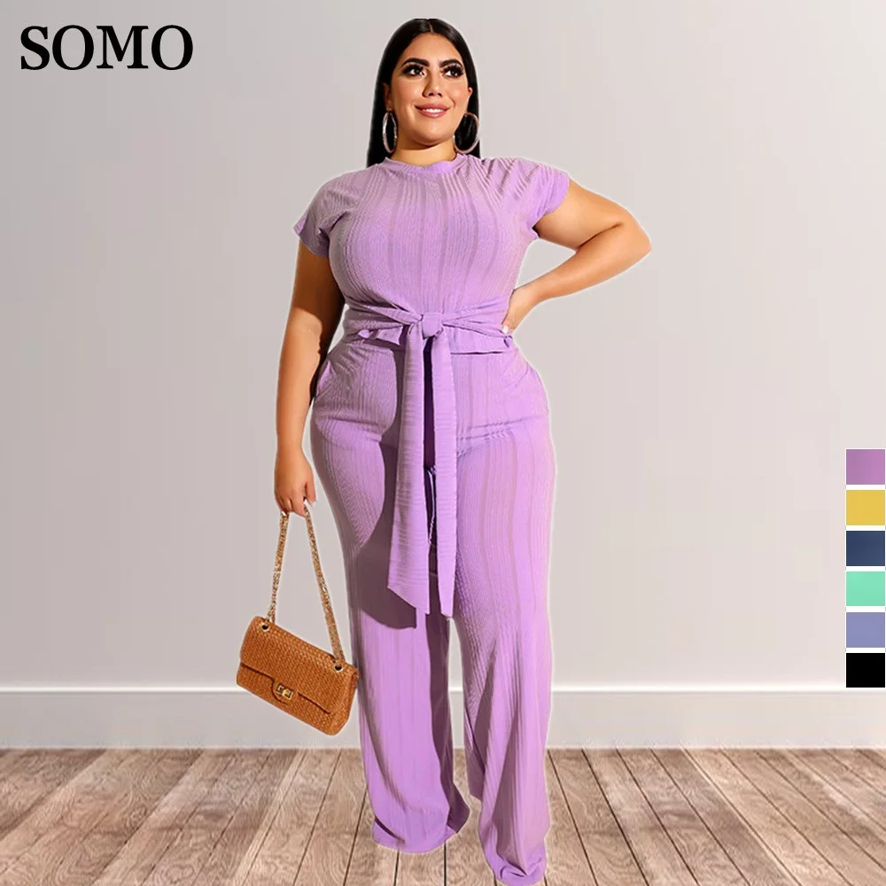 Solid Color Women Clothing Two Piece Set 5xl Fashion Round Collar Short Sleeves Bandage Tops Pant Suits Wholesale Dropshipping
Solid Color Women Clothing Two Piece Set 5xl Fashion Round Collar Short Sleeves Bandage Tops Pant Suits Wholesale Dropshipping