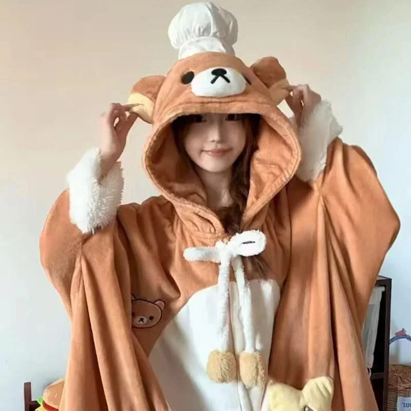 Rilakkuma плащ с капюшоном, пижама, новинка 2025 года, стильная женская утолщенная фланелевая теплая зимняя домашняя одежда с героями мультфильмов, халат, одежда для сна
Rilakkuma плащ с капюшоном, пижама, новинка 2025 года, стильная женская утолщенная фланелевая теплая зимняя домашняя одежда с героями мультфильмов, халат, одежда для сна