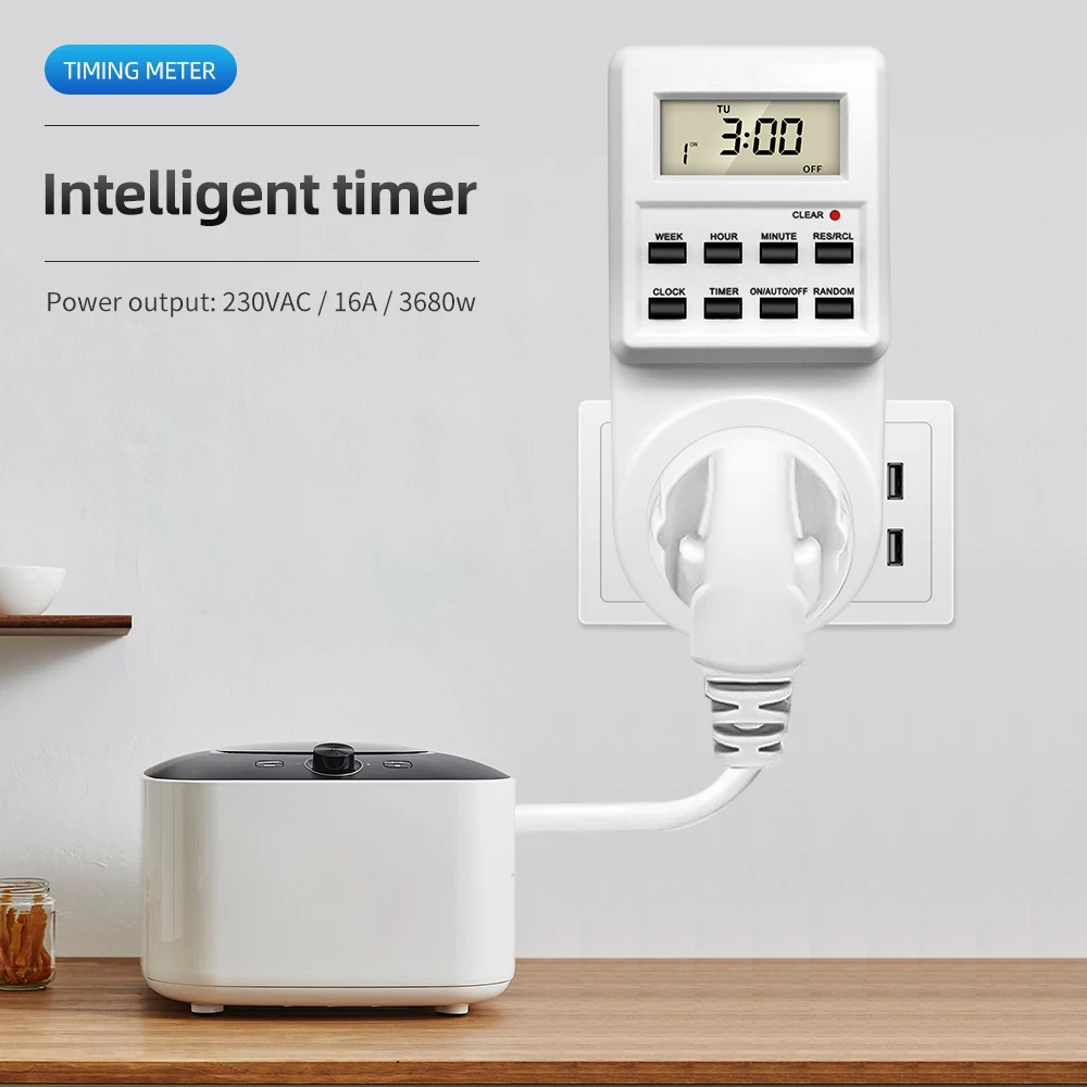 Digital Electronic Timer Switch Socket Kitchen Timer Outlet 24 Hour Programmable Timing Socket EU UK AU US BR FR IT TH Plug temporizador programable 220v
Digital Electronic Timer Switch Socket Kitchen Timer Outlet 24 Hour Programmable Timing Socket EU UK AU US BR FR IT TH Plug temporizador programable 220v