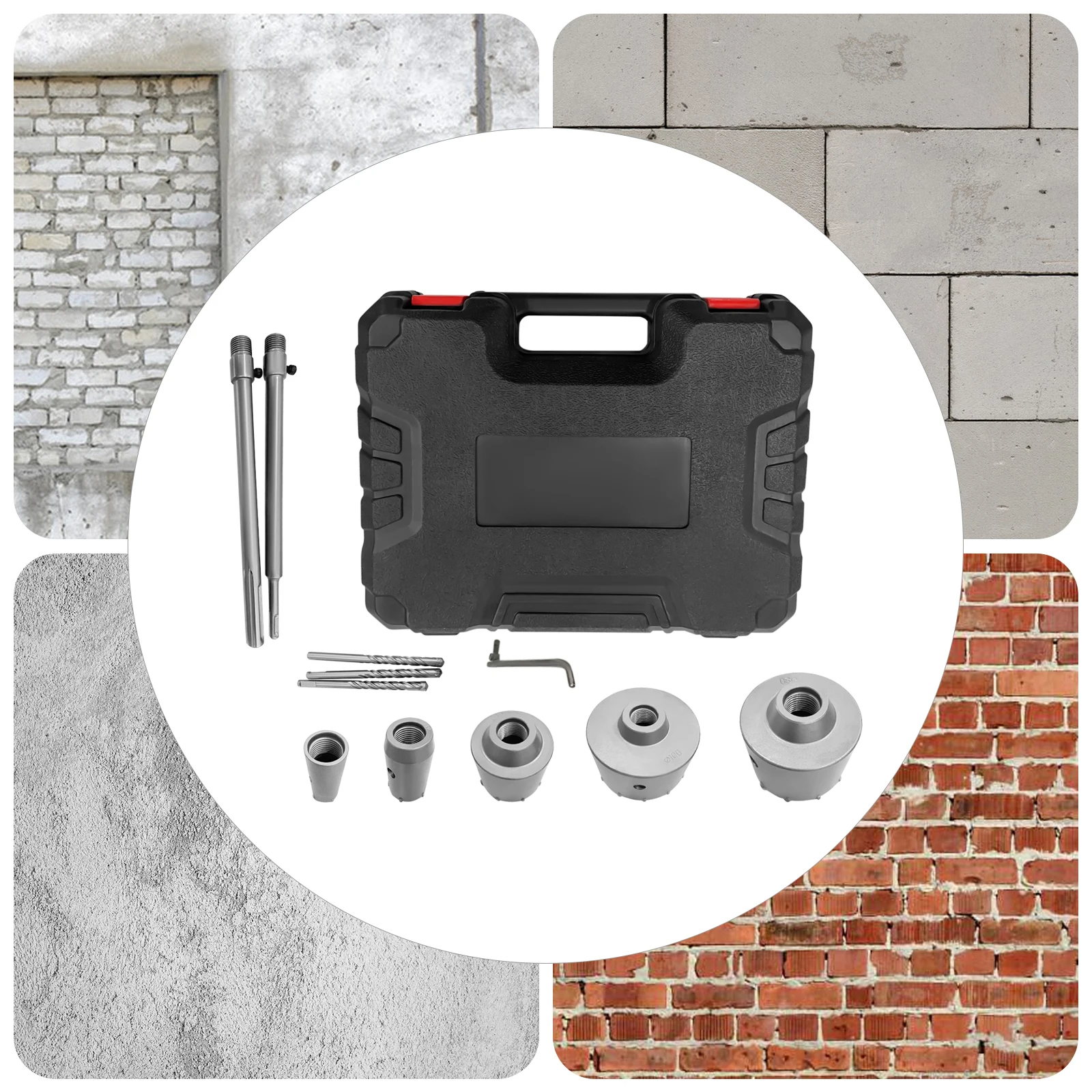 30 40 65 80 100mm Concrete Hole Saw Kit, Hole Saw Kit for Concrete, Cement, Brick Wall, Hole Saw Set
30 40 65 80 100mm Concrete Hole Saw Kit, Hole Saw Kit for Concrete, Cement, Brick Wall, Hole Saw Set