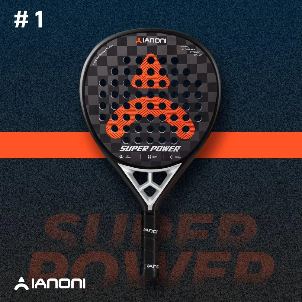 IANONI SUPER POWER -Black&Orange 38mm 360g 18K Paddle Paleta Pala De Padel Carbon Fiber Rough Surface Padel Racket
IANONI SUPER POWER -Black&Orange 38mm 360g 18K Paddle Paleta Pala De Padel Carbon Fiber Rough Surface Padel Racket