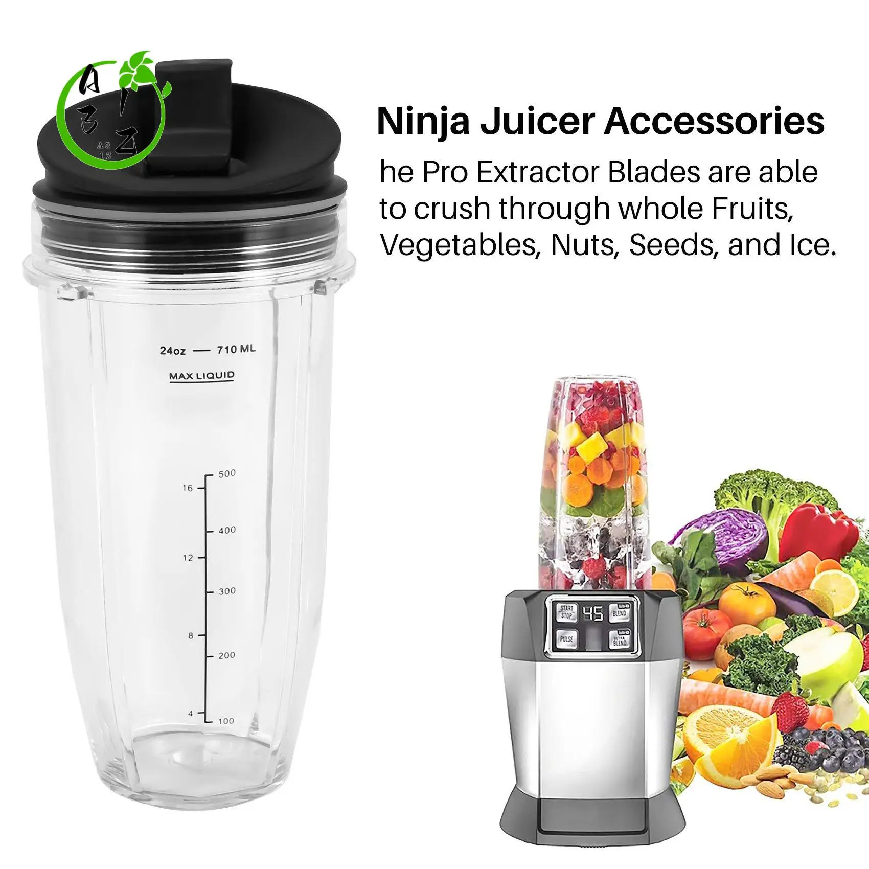 A31Z-2 Pack Replacement 24Oz Cup With Spout Lid For Nutri Ninja Auto IQ Series Blenders With BL450/BL454/BL456/BL480/BL481
A31Z-2 Pack Replacement 24Oz Cup With Spout Lid For Nutri Ninja Auto IQ Series Blenders With BL450/BL454/BL456/BL480/BL481