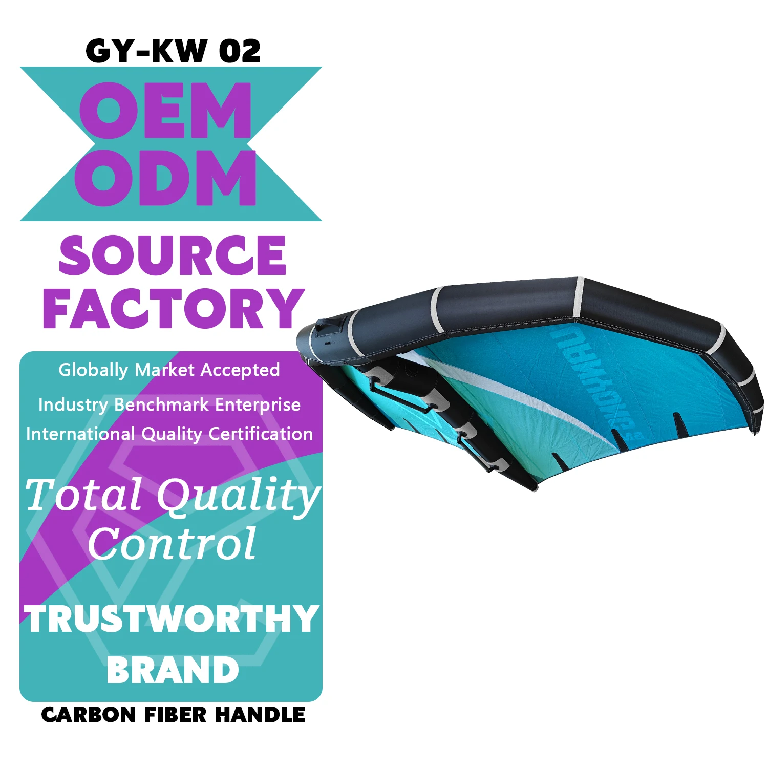 OEM Large Size Wing Foil Inflatable Surf Wing 6M Carbon Handle Stable Power For Hydrofoil Riding Model GY-KW 02 Blue For Ocean
OEM Large Size Wing Foil Inflatable Surf Wing 6M Carbon Handle Stable Power For Hydrofoil Riding Model GY-KW 02 Blue For Ocean