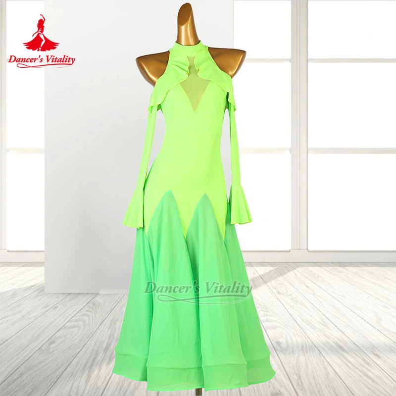 Женские платья для вальса и фокстрота с высоким воротом, открытыми плечами и слегка расклешенными рукавами для тренировок и выступлений, индивидуальный пошив, для танцовщиц
Женские платья для вальса и фокстрота с высоким воротом, открытыми плечами и слегка расклешенными рукавами для тренировок и выступлений, индивидуальный пошив, для танцовщиц