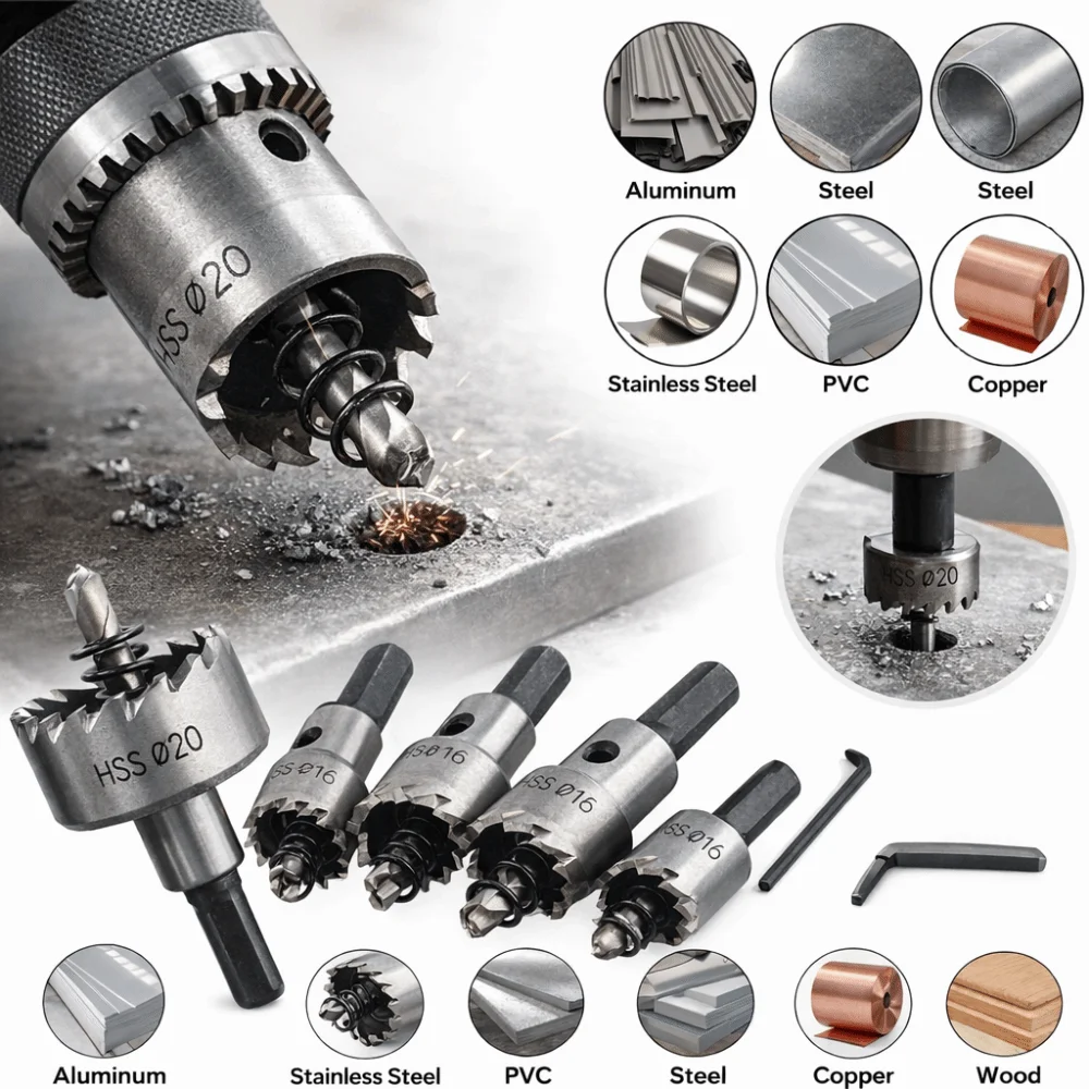 5pcs Precision Stainless Steel Stainless Steel Cutter High Speed Stee 16-30mm Size Hole Saw Cutter Drill Bit Set Wood Working
5pcs Precision Stainless Steel Stainless Steel Cutter High Speed Stee 16-30mm Size Hole Saw Cutter Drill Bit Set Wood Working