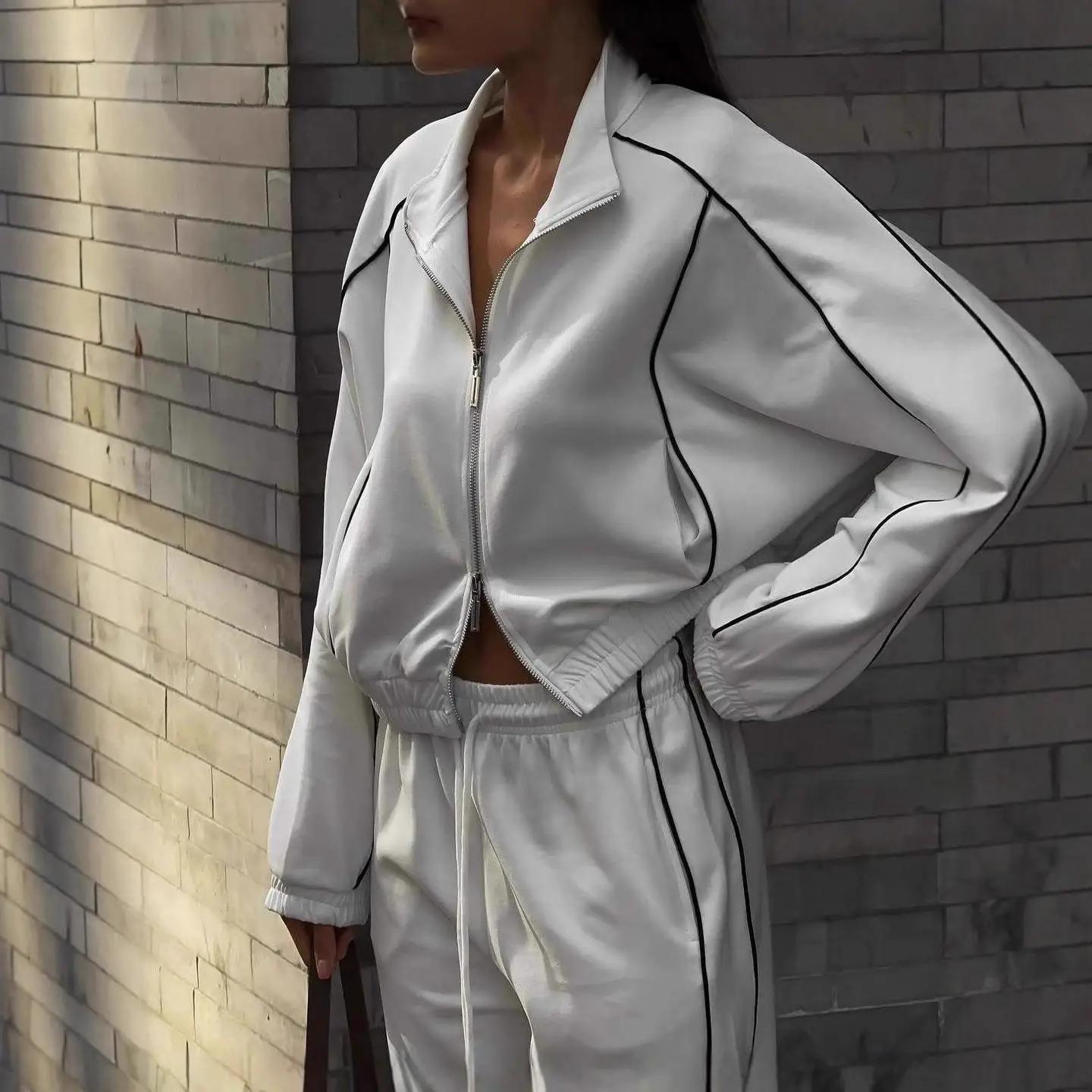 Women's Cotton Zip-Up Hoodie Set Batwing Sve Loose Fit Sports Pants Casual Pure Color Comfortable mid Waist PVC Fabric
Women's Cotton Zip-Up Hoodie Set Batwing Sve Loose Fit Sports Pants Casual Pure Color Comfortable mid Waist PVC Fabric