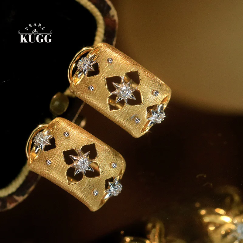 KUGG 100% 18K Yellow Gold Earrings Vintage Palace Style Real Natural Diamond Hoop Earrings High Party Jewelry for Women
KUGG 100% 18K Yellow Gold Earrings Vintage Palace Style Real Natural Diamond Hoop Earrings High Party Jewelry for Women