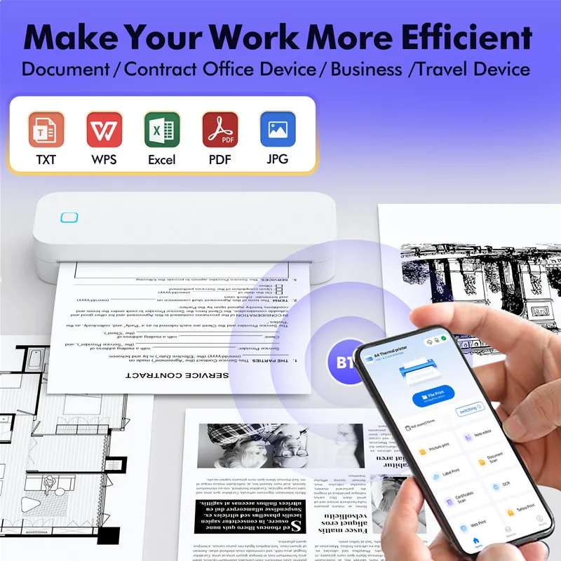 Portable A4 thermal printer Inkless Bluetooth Tattoo Stencil Printer Compatible with iOS Android&Laptop for Office Car Home
Portable A4 thermal printer Inkless Bluetooth Tattoo Stencil Printer Compatible with iOS Android&Laptop for Office Car Home