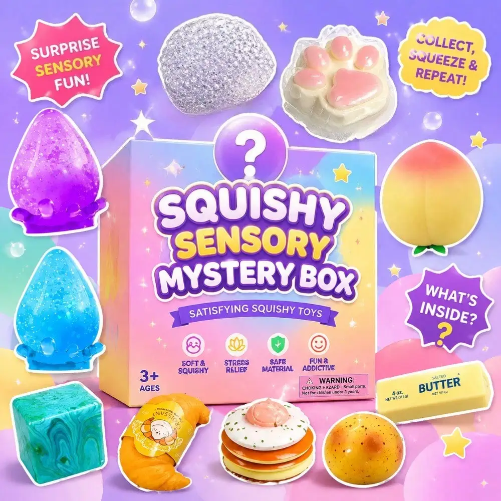 Mystery Box of Mixed Squishy Fidgets – 1pc, Cute Stress Relief Pack, Sensory Surprise Gift, Ideal for Classroom Rewards and Kids’ Birthday Parties.
Mystery Box of Mixed Squishy Fidgets – 1pc, Cute Stress Relief Pack, Sensory Surprise Gift, Ideal for Classroom Rewards and Kids’ Birthday Parties.