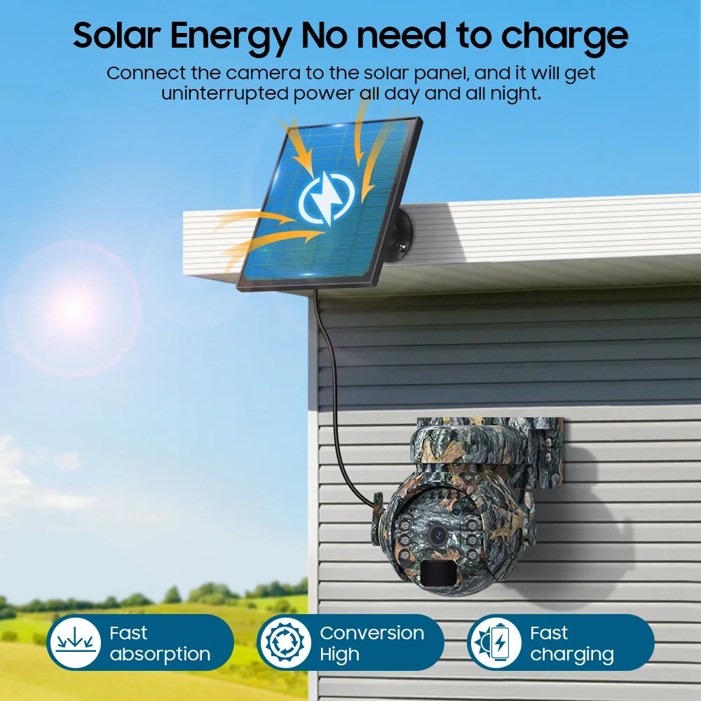 Outdoor Wireless Solar Camera Camouflage Color 3MP Smart Human Detection 2-Way Audio Motion Record Cameras Built-in Battery
Outdoor Wireless Solar Camera Camouflage Color 3MP Smart Human Detection 2-Way Audio Motion Record Cameras Built-in Battery