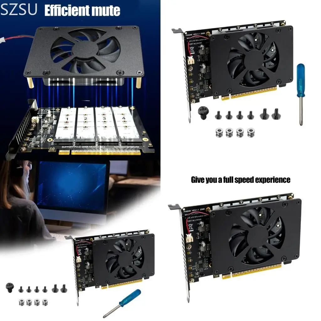 SZSU M.2 PCIe X16 Expansion Card Supports NVMe M.2 PCIe X16 NVMe Expansion Card with Cooling Fan for Storage Capacity
SZSU M.2 PCIe X16 Expansion Card Supports NVMe M.2 PCIe X16 NVMe Expansion Card with Cooling Fan for Storage Capacity
