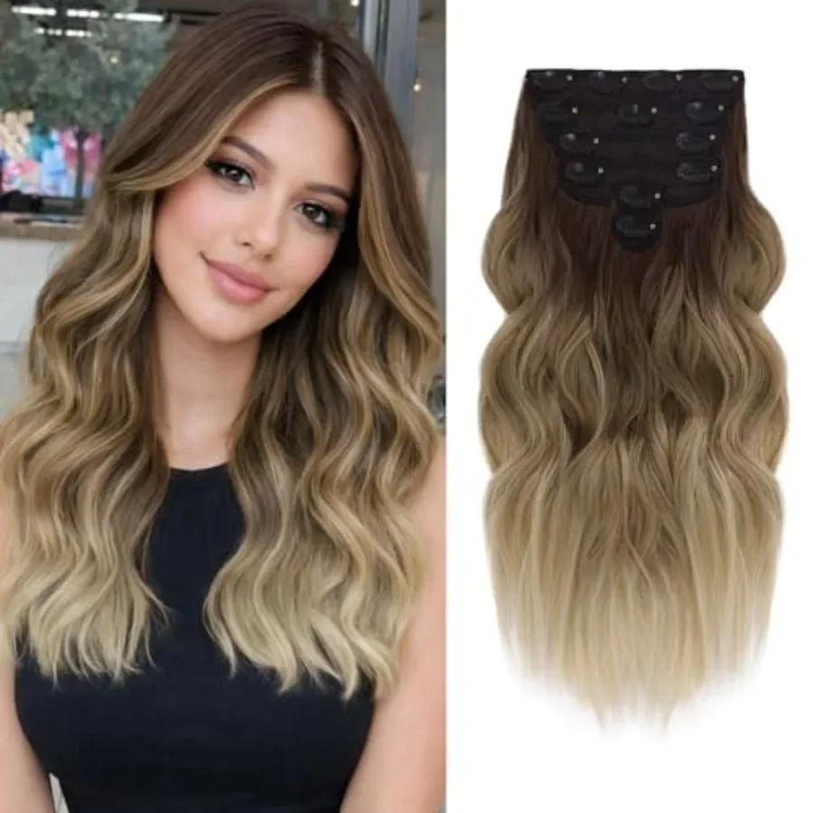 Clip in Hair Extensions for Women 16 Inch Long Wavy Curly Blonde Hair Extension 6PCS Synthetic Hair Extension Hairpieces Ombre
Clip in Hair Extensions for Women 16 Inch Long Wavy Curly Blonde Hair Extension 6PCS Synthetic Hair Extension Hairpieces Ombre