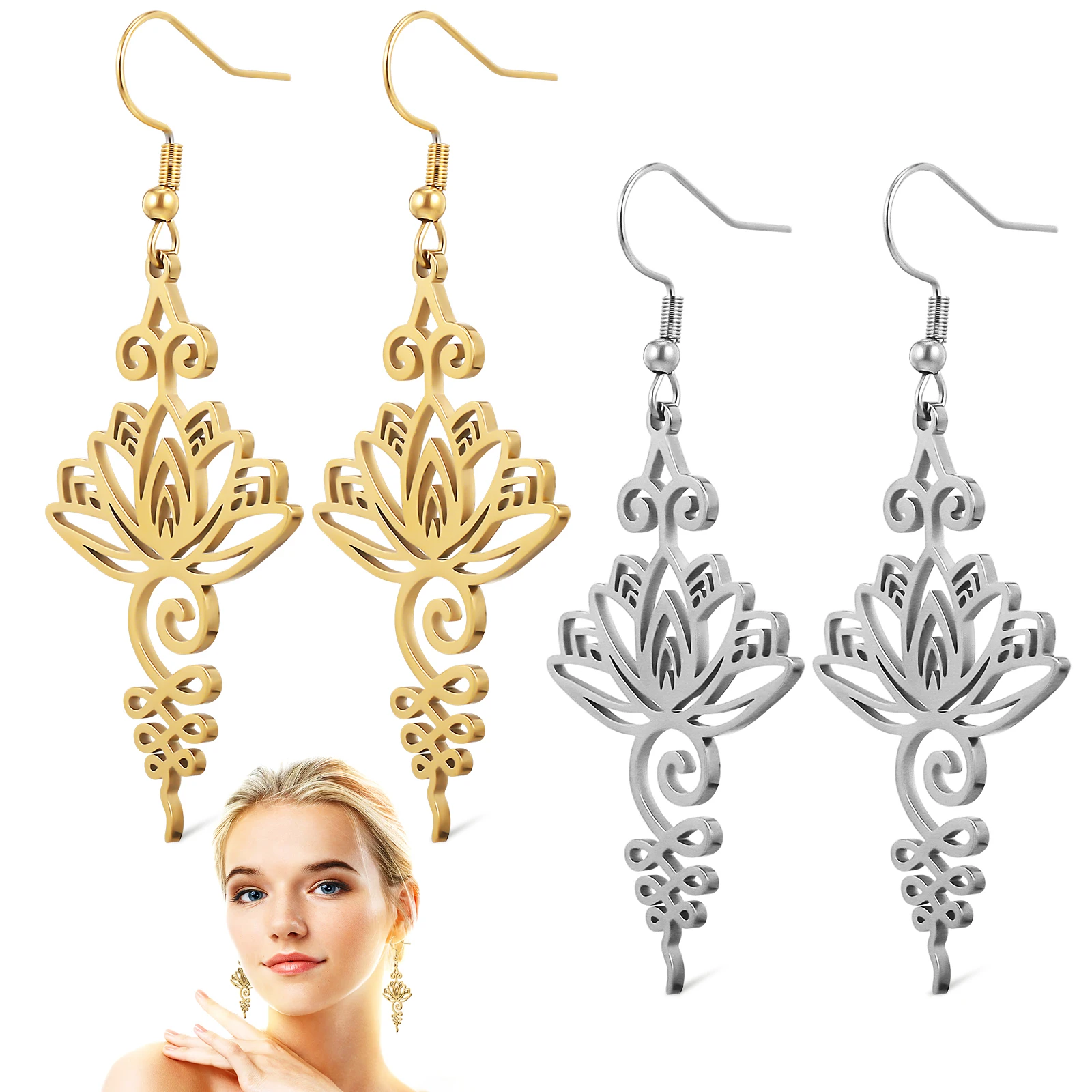 Lotus Flower Pendant Earrings Women Gold Silver Stainless Steel Durable Comfortable Elegant Chic Girls Jewelry
Lotus Flower Pendant Earrings Women Gold Silver Stainless Steel Durable Comfortable Elegant Chic Girls Jewelry