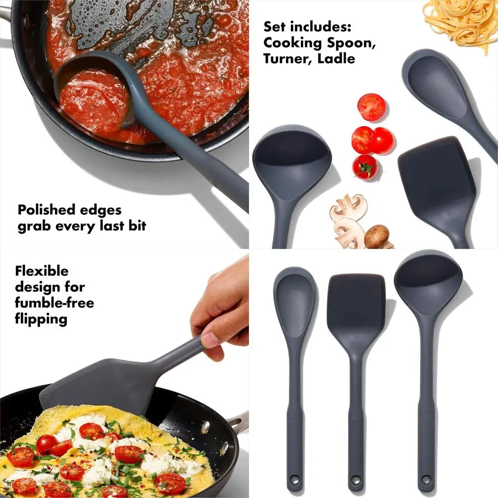 Silicone 3-Piece Kitchen Utensil Set in Gray, One Size
Silicone 3-Piece Kitchen Utensil Set in Gray, One Size