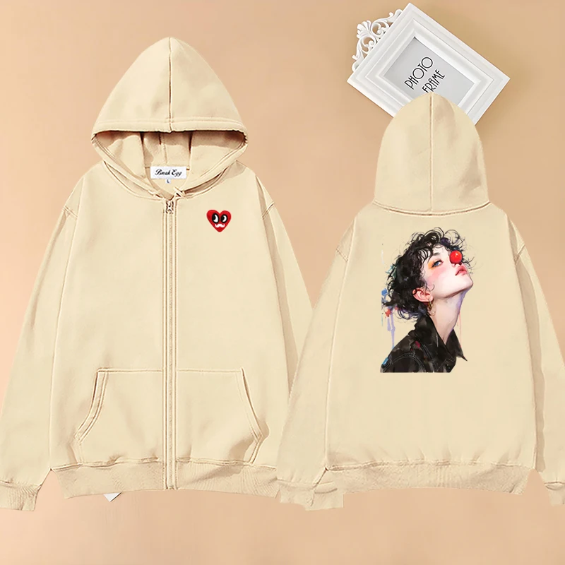 Harley Women Joker Paint Printing Women Zipper Hoodie Polyester Red Eyes Beard Heart Embroidery Pocket Autumn Loose Sweater
Harley Women Joker Paint Printing Women Zipper Hoodie Polyester Red Eyes Beard Heart Embroidery Pocket Autumn Loose Sweater