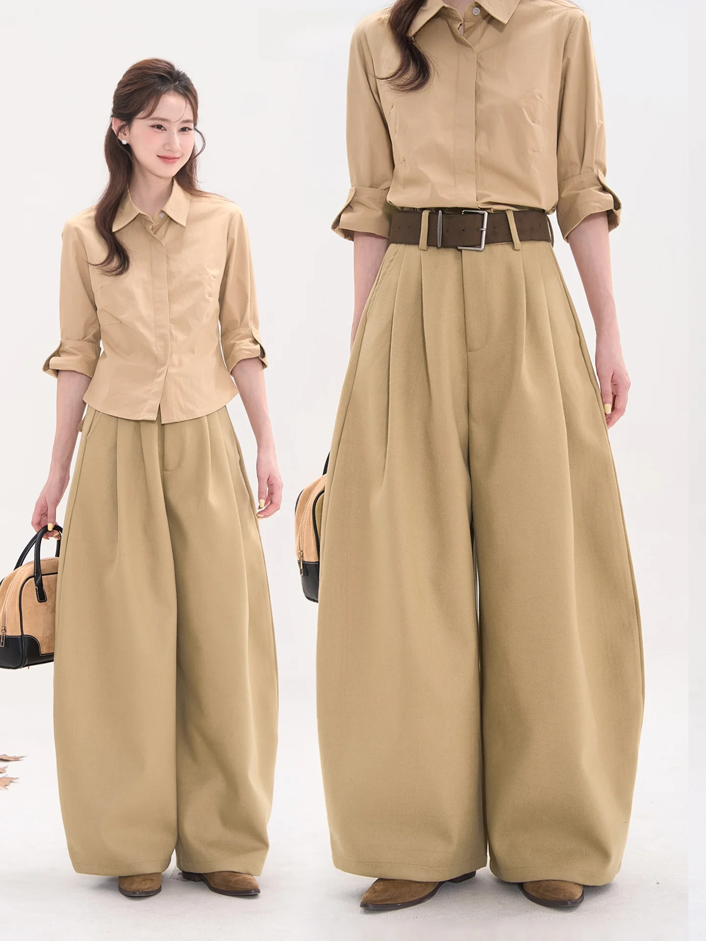 Женские зимние модные шерстяные брюки с высокой талией, прямые, широкие, плиссированные, от Heme от Huatian Display
Женские зимние модные шерстяные брюки с высокой талией, прямые, широкие, плиссированные, от Heme от Huatian Display