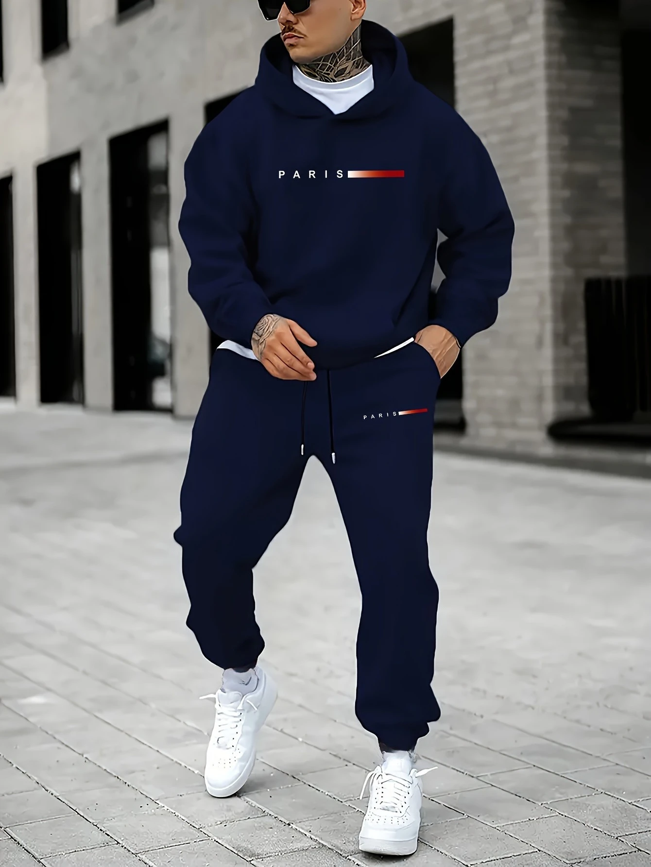 Men's Geometric Pattern Casual Hoodie and Sweatpants Set - Machine Washable with Pockets - Perfect Choice for Autumn and Winter
Men's Geometric Pattern Casual Hoodie and Sweatpants Set - Machine Washable with Pockets - Perfect Choice for Autumn and Winter