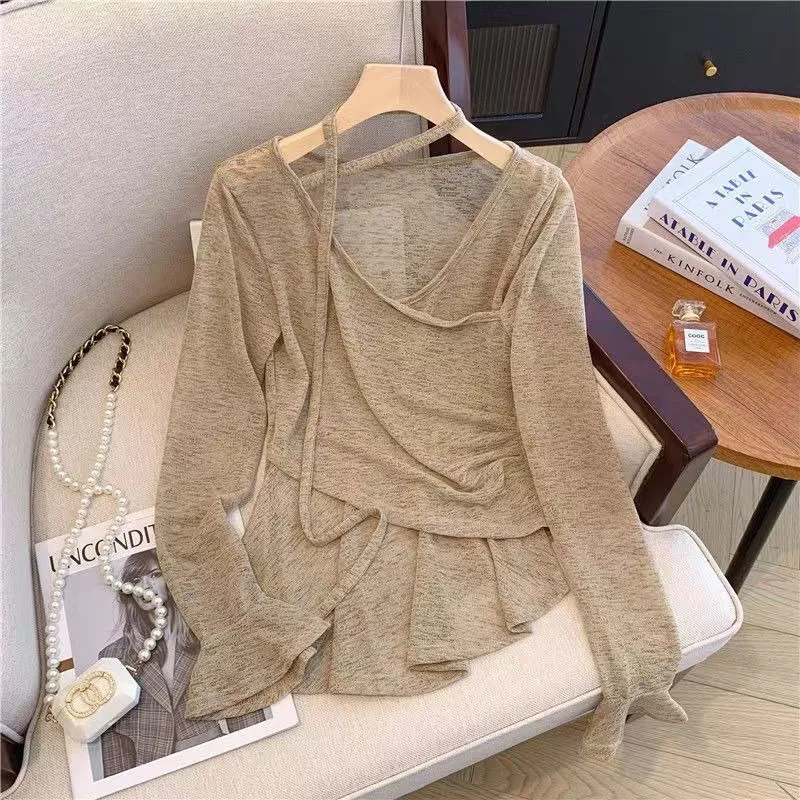 Ruffles Women'S Long Sleeve Tees Waist-Hugging T-Shirt Y2k Autumn Clothes Women Sexy Tie-Up Korean Style Design Tops
Ruffles Women'S Long Sleeve Tees Waist-Hugging T-Shirt Y2k Autumn Clothes Women Sexy Tie-Up Korean Style Design Tops