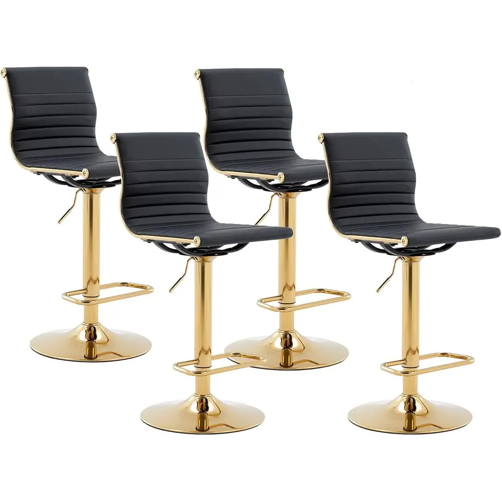 Leather Counter Height Bar Stools with Back, Set of 4, Black and Gold Base
Leather Counter Height Bar Stools with Back, Set of 4, Black and Gold Base