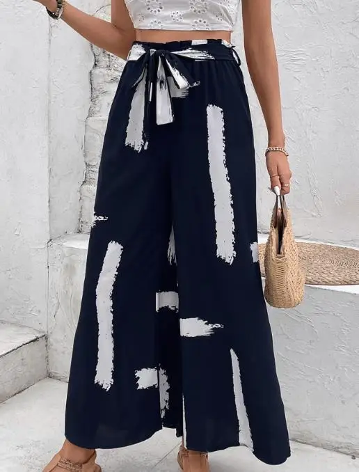 Casual Women's Summer Wide Leg Pants Holiday Style Lace Up Brush Print Loose Wide Leg Pants Minimally Casual Retro Printed Pants
Casual Women's Summer Wide Leg Pants Holiday Style Lace Up Brush Print Loose Wide Leg Pants Minimally Casual Retro Printed Pants