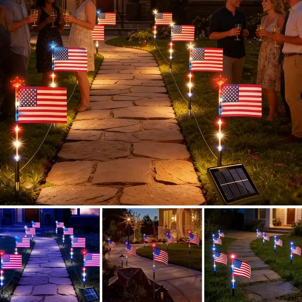 Outdoor Solar Flag Lights Waterproof Dusk To Dawn Ground Mounted LED Pathway Lamp For Independence Day Festival Decoration Kit
Outdoor Solar Flag Lights Waterproof Dusk To Dawn Ground Mounted LED Pathway Lamp For Independence Day Festival Decoration Kit