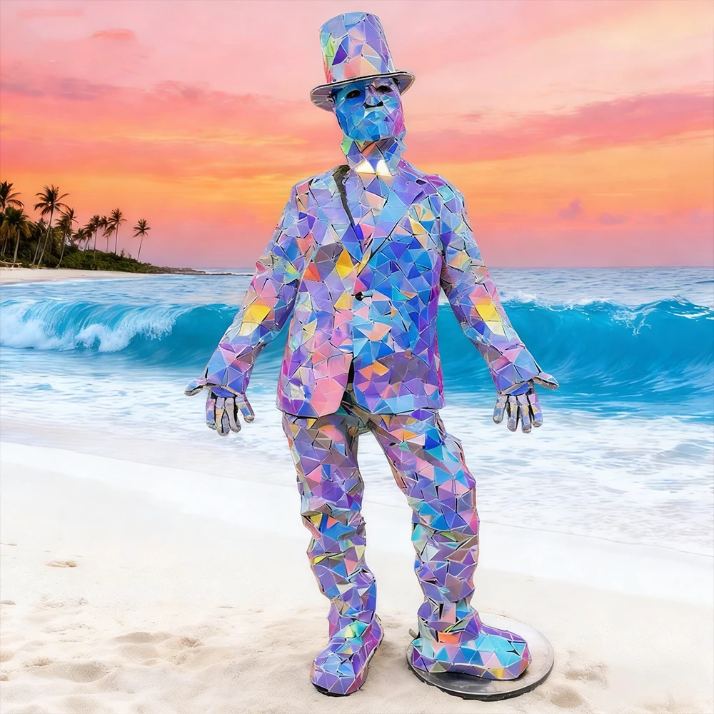 Блестящий зеркальный костюм для диско-вечеринки, красочный светящийся наряд для всего тела с цилиндром, фестивальная одежда для рейв-клуба, одежда для выступлений
Блестящий зеркальный костюм для диско-вечеринки, красочный светящийся наряд для всего тела с цилиндром, фестивальная одежда для рейв-клуба, одежда для выступлений