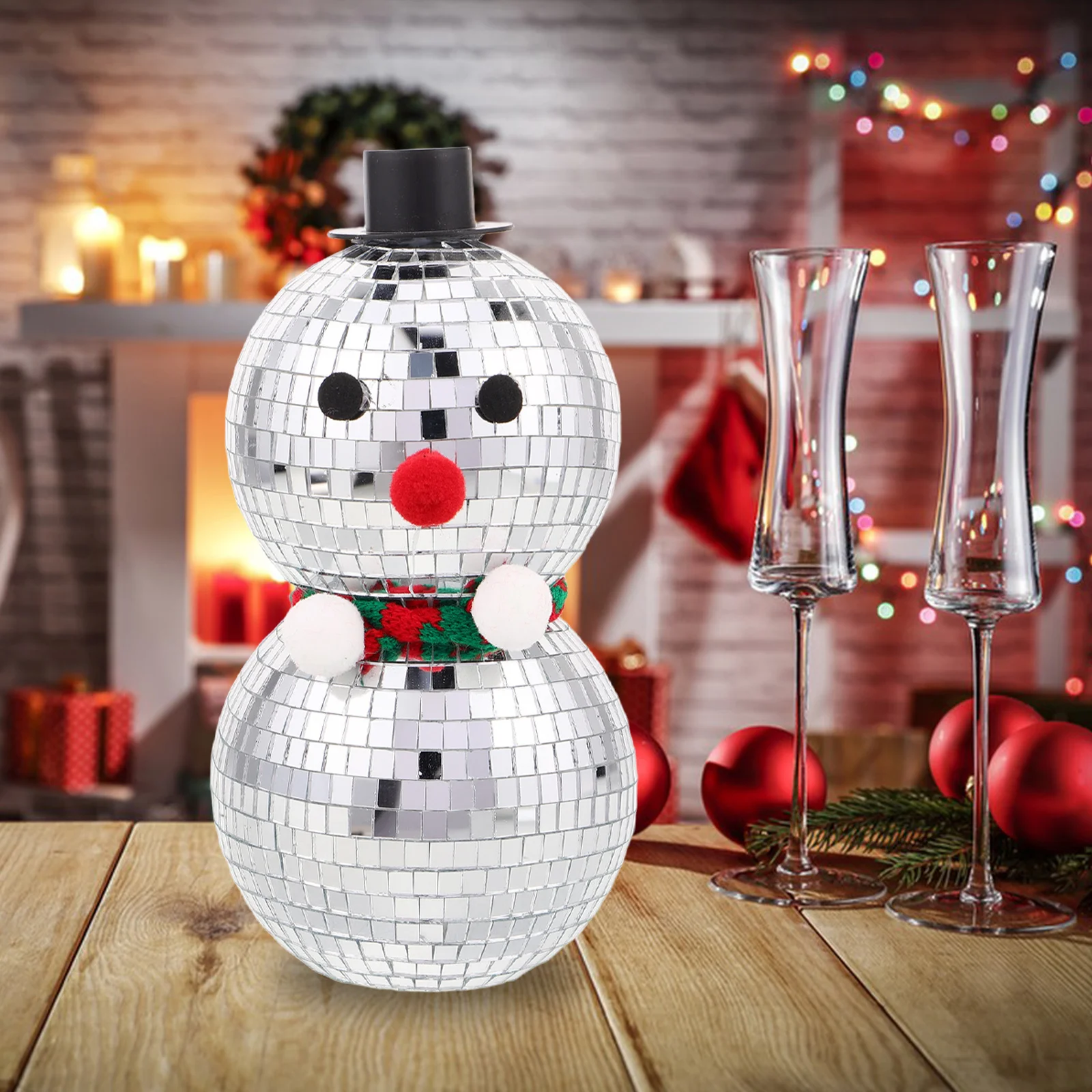 Snowman Disco Ball Christmas Decorations Reflective Mirror Holiday Statue for Tabletop Fireplace Winter Party Display
Snowman Disco Ball Christmas Decorations Reflective Mirror Holiday Statue for Tabletop Fireplace Winter Party Display