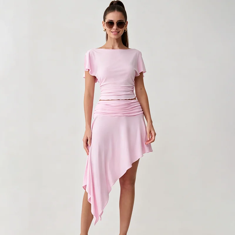 TARUXY Stylish T-Shirt Irregular Skirt Set Women's Commuting One Shoulder Short-Sleeve Fitted Top Pleated High Waisted Skirt Set
TARUXY Stylish T-Shirt Irregular Skirt Set Women's Commuting One Shoulder Short-Sleeve Fitted Top Pleated High Waisted Skirt Set