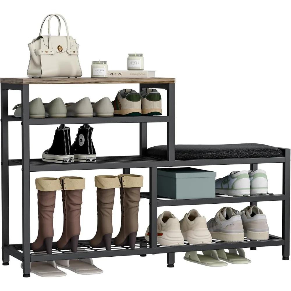 5-Tier Shoe Rack Bench with Seat - Entryway Storage Organizer in Industrial Design Brown Black
5-Tier Shoe Rack Bench with Seat - Entryway Storage Organizer in Industrial Design Brown Black