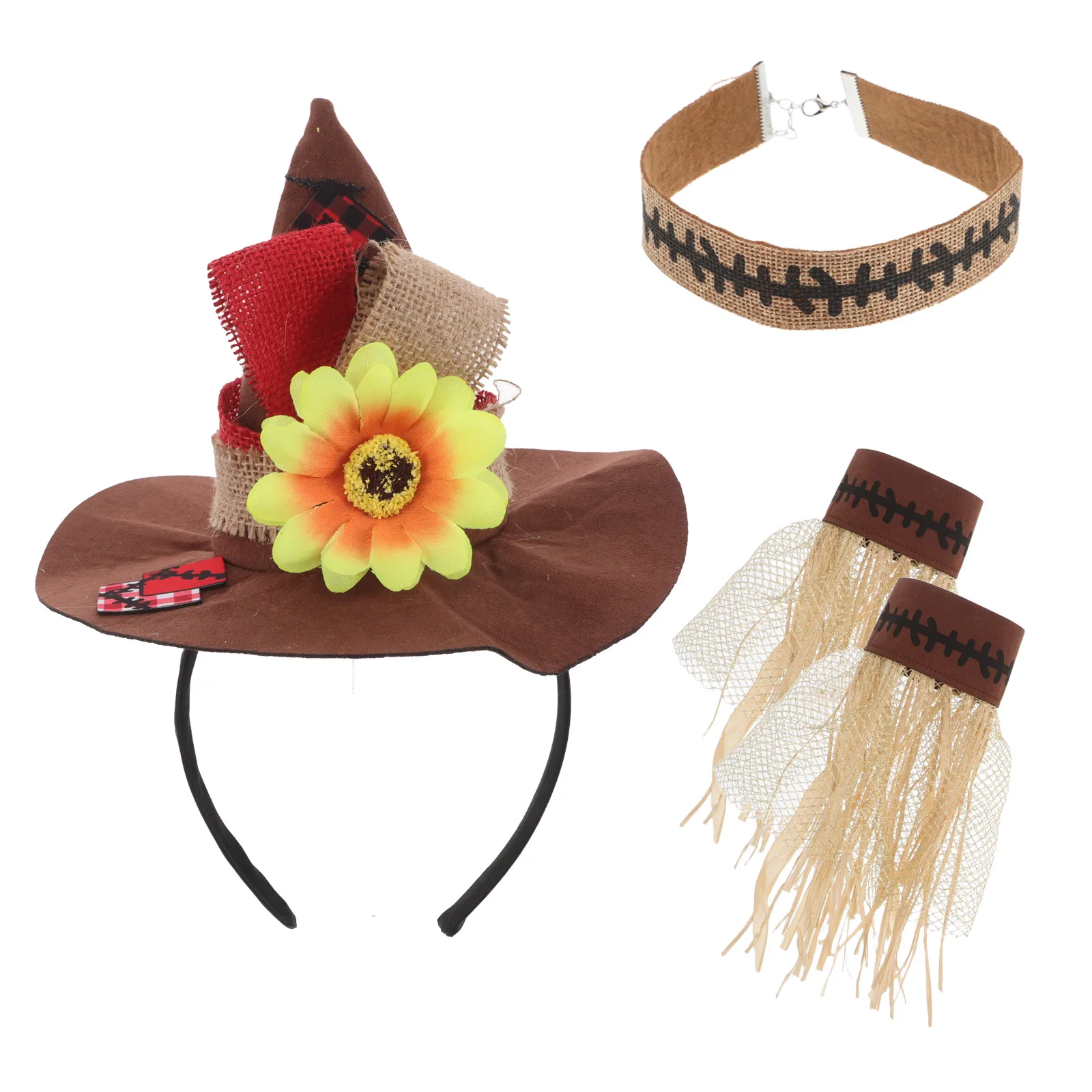 Straw Dressing Props Headband Cloth Hat Wristbands Necklace Carnival Cosplay Scarecrow Halloween Accessories Women Men
Straw Dressing Props Headband Cloth Hat Wristbands Necklace Carnival Cosplay Scarecrow Halloween Accessories Women Men