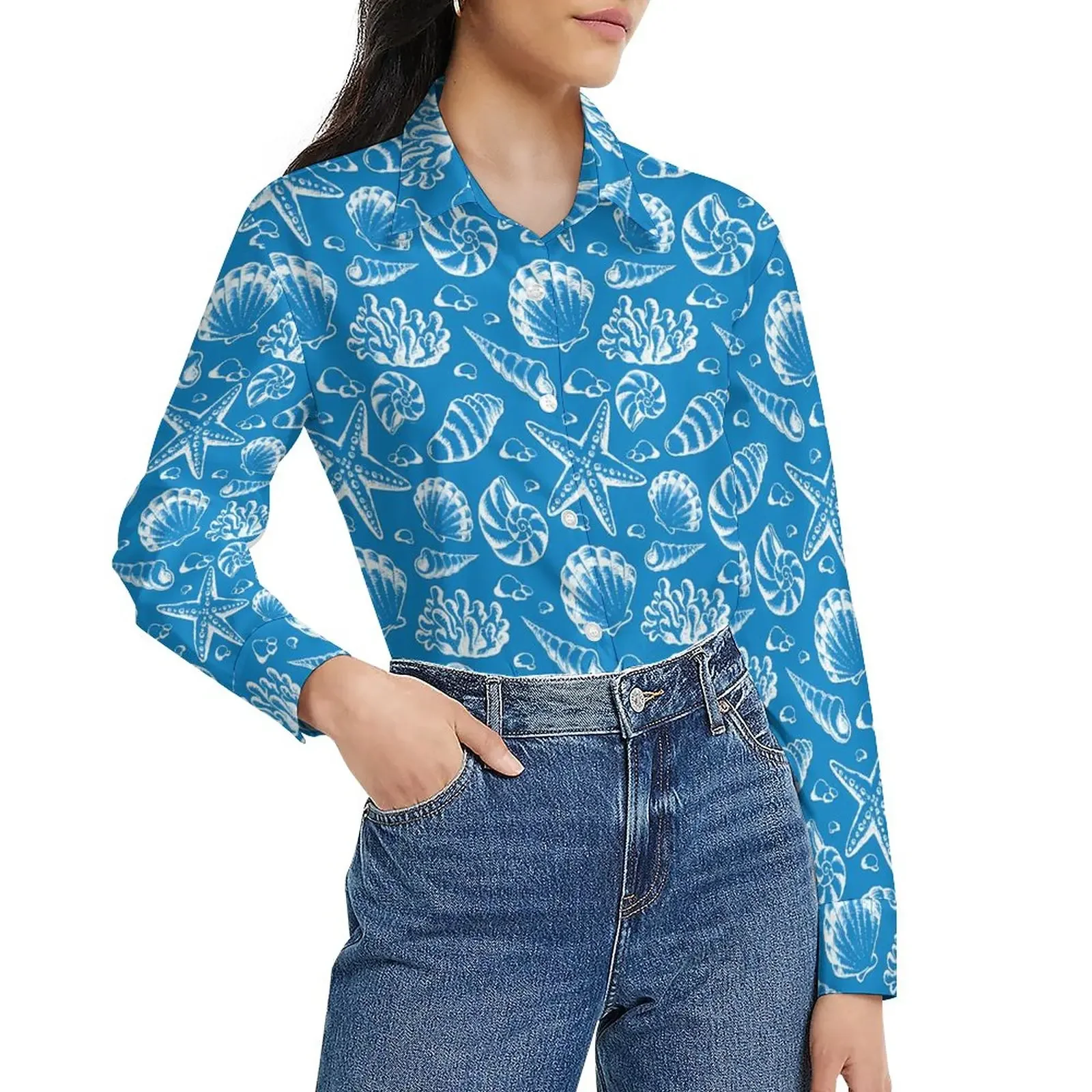 Cute Snail Loose Blouse Blue Beach Print Classic Oversized Blouses Women Long-Sleeve Cute Shirt Spring Graphic Top
Cute Snail Loose Blouse Blue Beach Print Classic Oversized Blouses Women Long-Sleeve Cute Shirt Spring Graphic Top