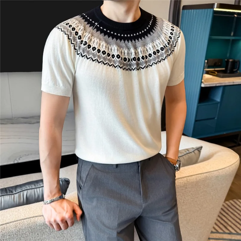 Vintage Fair Island Knitted Ice Cool Short Sleeve T-shirt for Men Round Neck T-shirt Summer Casual Business Social Tee 2026
Vintage Fair Island Knitted Ice Cool Short Sleeve T-shirt for Men Round Neck T-shirt Summer Casual Business Social Tee 2026