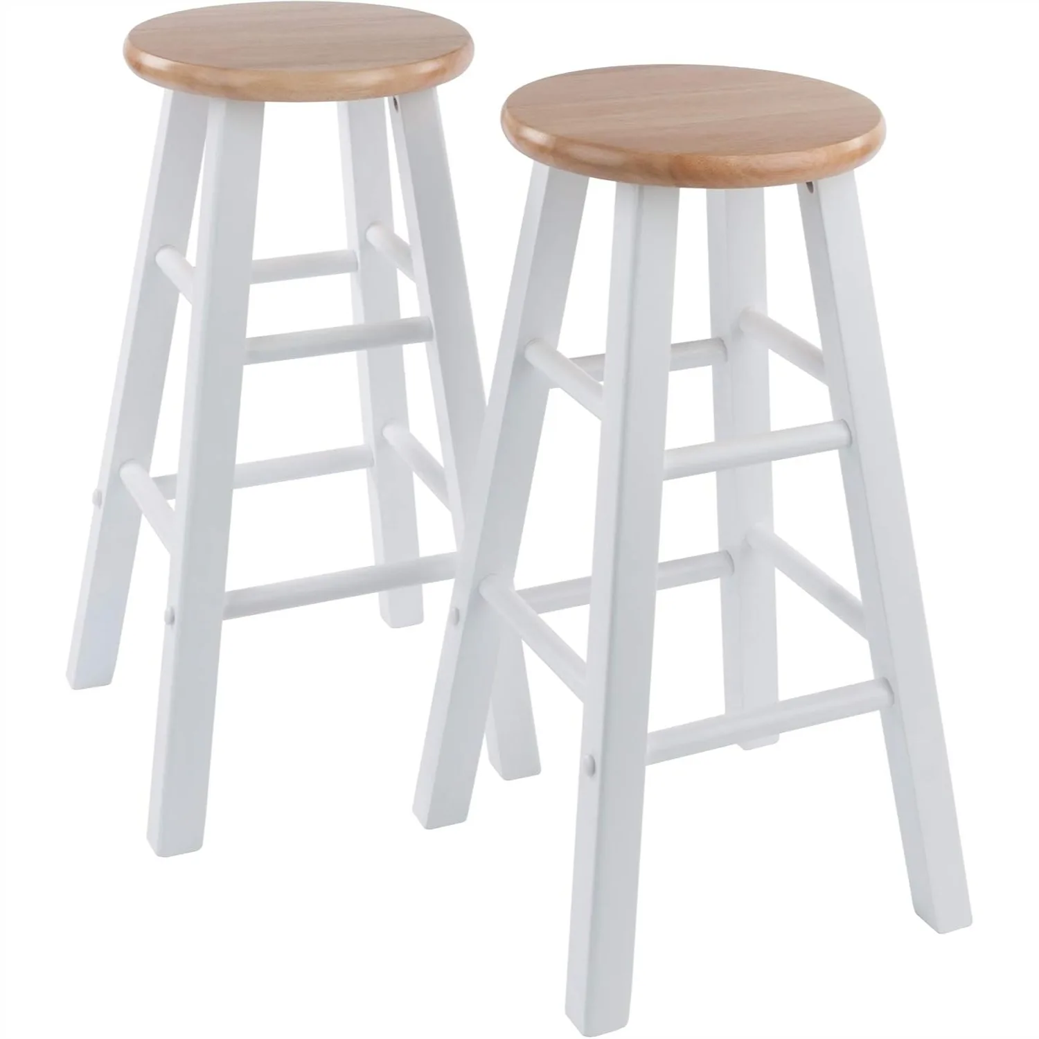 Solid Wood Counter Stools, 24" Set of 2, Natural & White Finish for Kitchen Dining Room
Solid Wood Counter Stools, 24" Set of 2, Natural & White Finish for Kitchen Dining Room