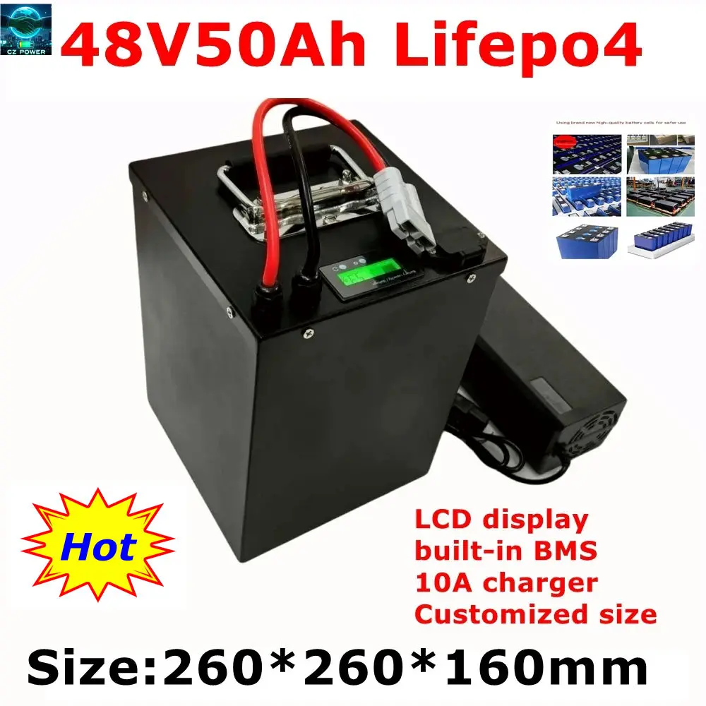 CZ-Hot High capacity 48V 50AH Lifepo4 battery pack BMS 3000w Steel shell Shuttle car energy storage + 10A Charger.
CZ-Hot High capacity 48V 50AH Lifepo4 battery pack BMS 3000w Steel shell Shuttle car energy storage + 10A Charger.