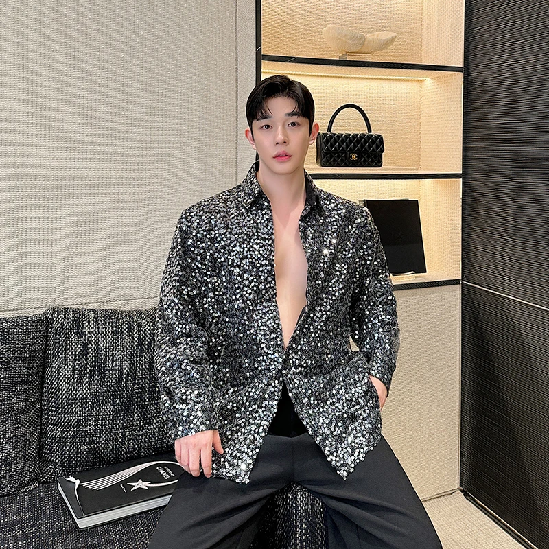 Premium Feeling Irregular Long Sve Men's irt Glitter Nightclub Performance Stage Wear Trendy Polyester Fiber Casual irt
Premium Feeling Irregular Long Sve Men's irt Glitter Nightclub Performance Stage Wear Trendy Polyester Fiber Casual irt