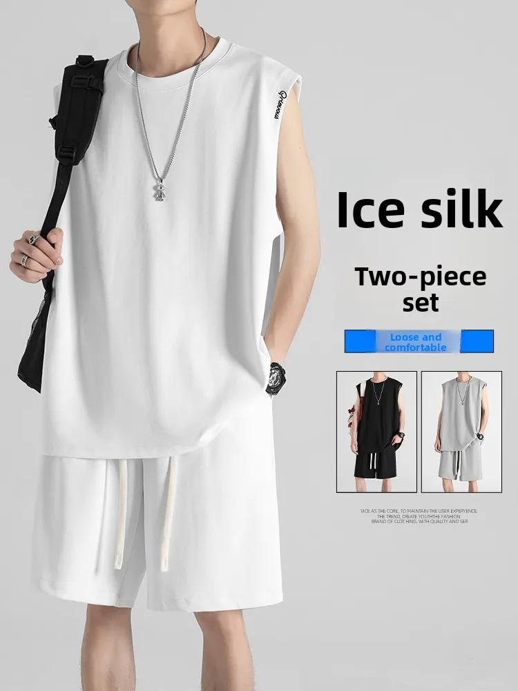 Summer Thin Sport Ice Silk Vest And orts Set Qui Dry Fitn Running Loose orts Svel Top for Men Casual Youthwear
Summer Thin Sport Ice Silk Vest And orts Set Qui Dry Fitn Running Loose orts Svel Top for Men Casual Youthwear