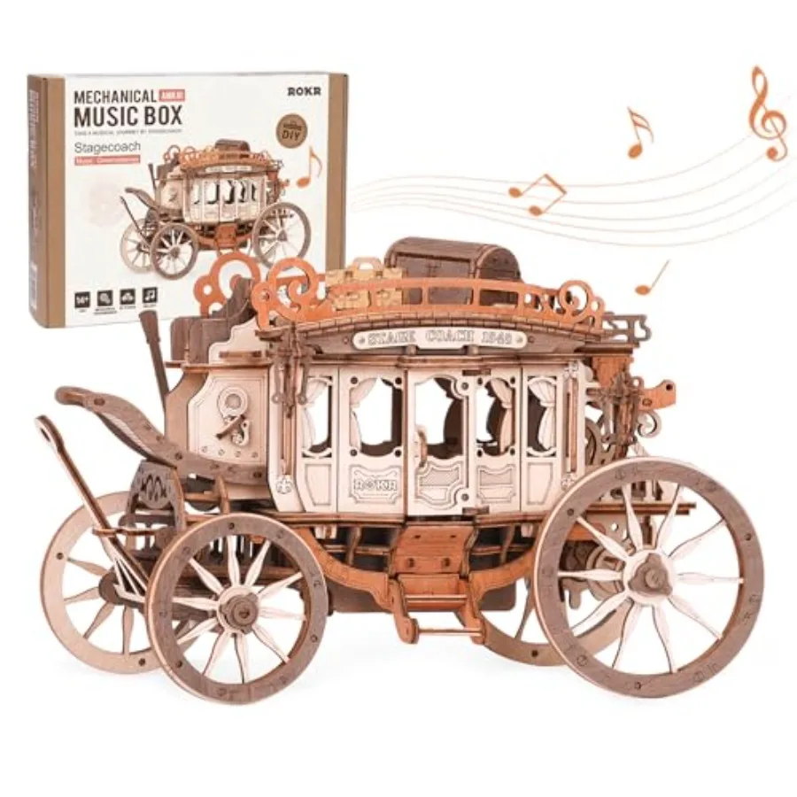 3D Wooden Puzzles for Adults-Stagecoach Music Box Kit-DIY Wood Model Kits for Adults-Toy Gifts for Ages 14 and Up
3D Wooden Puzzles for Adults-Stagecoach Music Box Kit-DIY Wood Model Kits for Adults-Toy Gifts for Ages 14 and Up