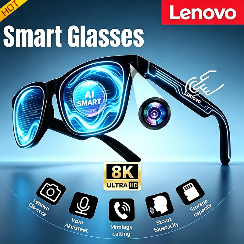 Lenovo AI Remote Control Touch Smart Glasses 8K HD Photo Camera Recording Translator Bluetooth Voice Assistant Music Sunglasses
Lenovo AI Remote Control Touch Smart Glasses 8K HD Photo Camera Recording Translator Bluetooth Voice Assistant Music Sunglasses