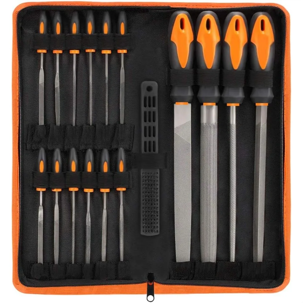 17Pcs File Tool Set with Carry Case, Premium T12 Drop Forged Alloy Steel Files, Precision Flat/Triangle/Half-round/Round &
17Pcs File Tool Set with Carry Case, Premium T12 Drop Forged Alloy Steel Files, Precision Flat/Triangle/Half-round/Round &