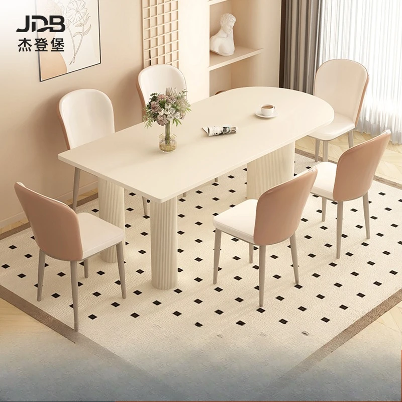 Slate dining table Cream style household integrated oval dining table French island dining table and chair combination
Slate dining table Cream style household integrated oval dining table French island dining table and chair combination